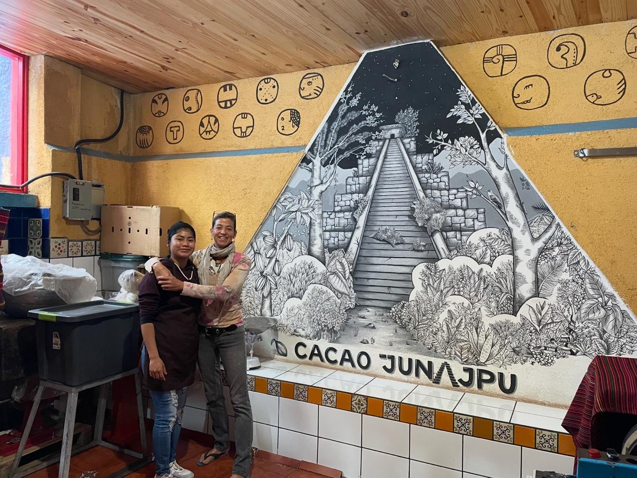 Mural in the Cacao Jun Ajpu workshop in Antigua